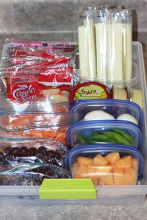 make a snack station in your fridge