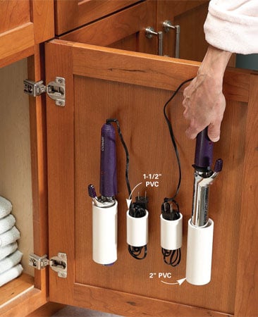 place pvc pipe inside bathroom cupboard