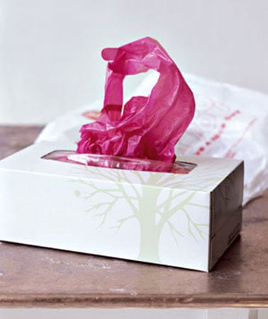 save a Kleenex box to use as a plastic bag dispenser