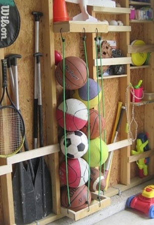 store sports balls with bungees
