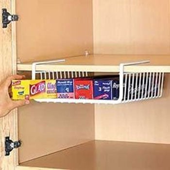 use an undershelf for aluminum foil or cups