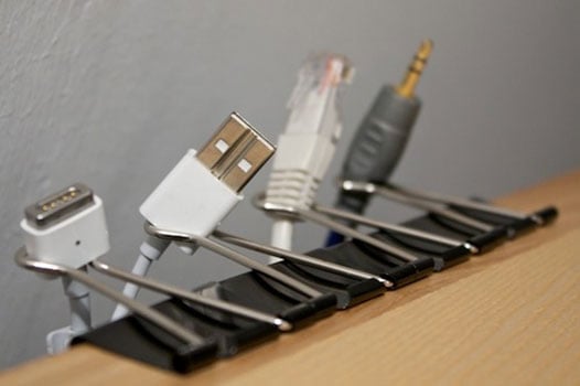 use clamps to keep cords untangled